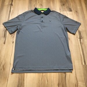 Callaway Blue and Gray Patterned Polo Shirt - Opti-Dri